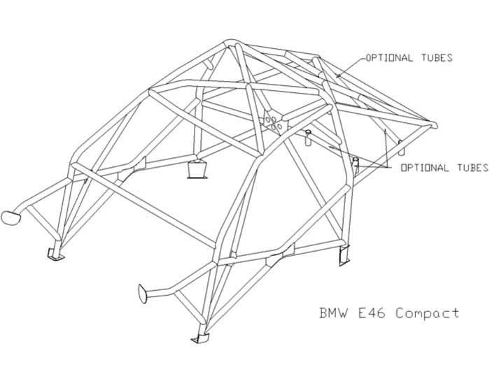 kit de jaula de seguridad multipunto T45 para BMW E46 Compact. Certificado por la FIA