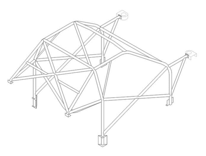 kit de jaula de seguridad multipunto T45 FORD Escort Cosworth Internacional. Certificado por la FIA